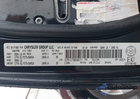 2011 Ram Ram 1500 Slt from USA, damaged, VIN 1D7RV1CT5BS566771